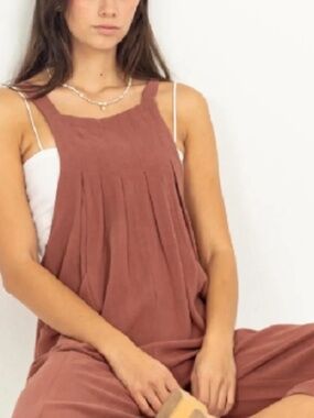 HYFVE Linen Blend Wide Leg Jumpsuit Size M